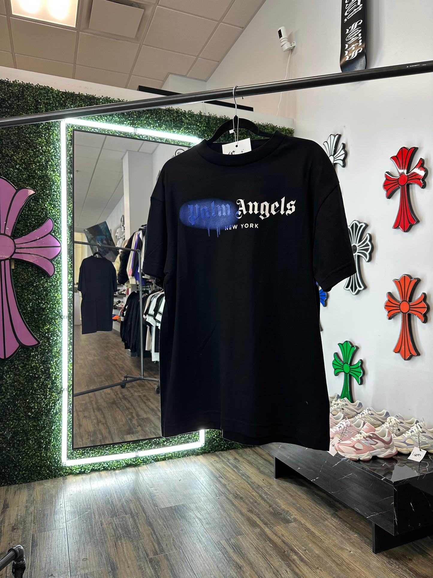 Palm Angels Milano Sprayed Logo T-shirt BLUE