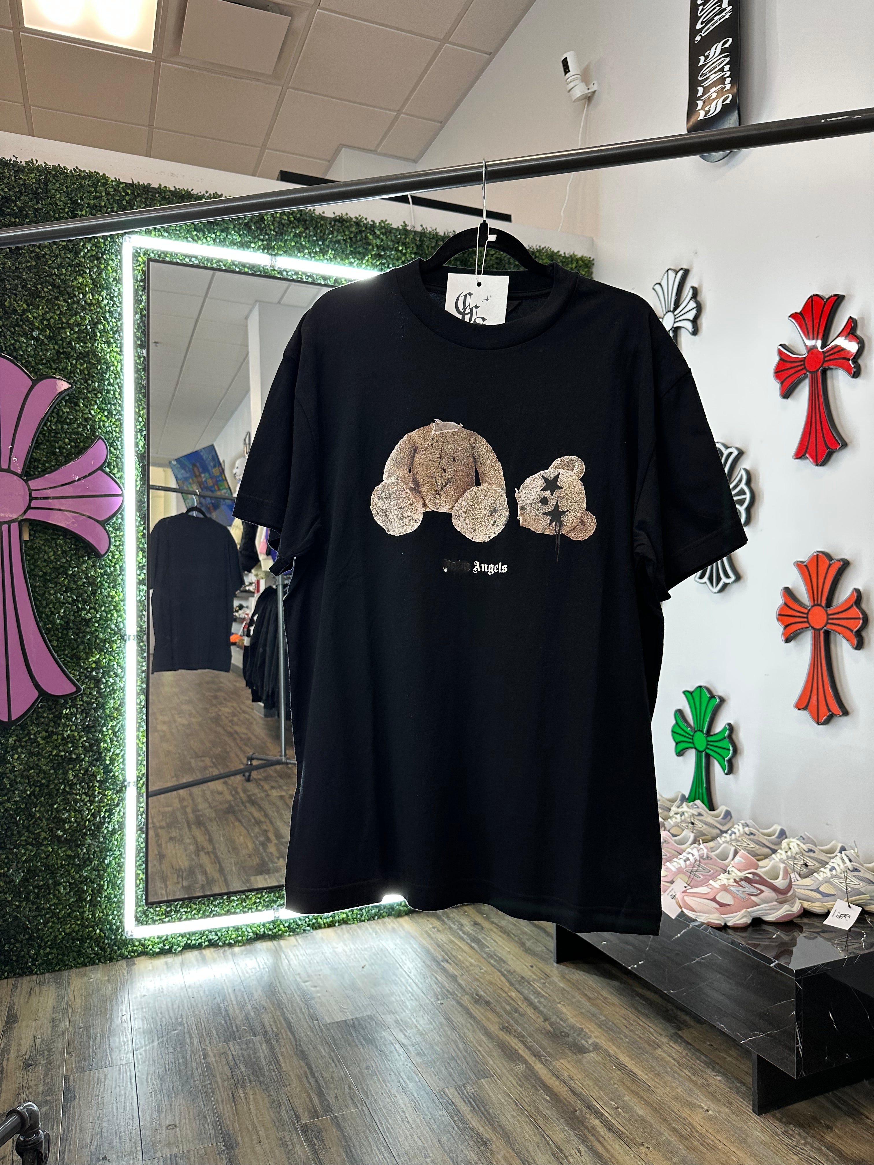 Palm Angels Bear Print Sprayed Logo T-shirt