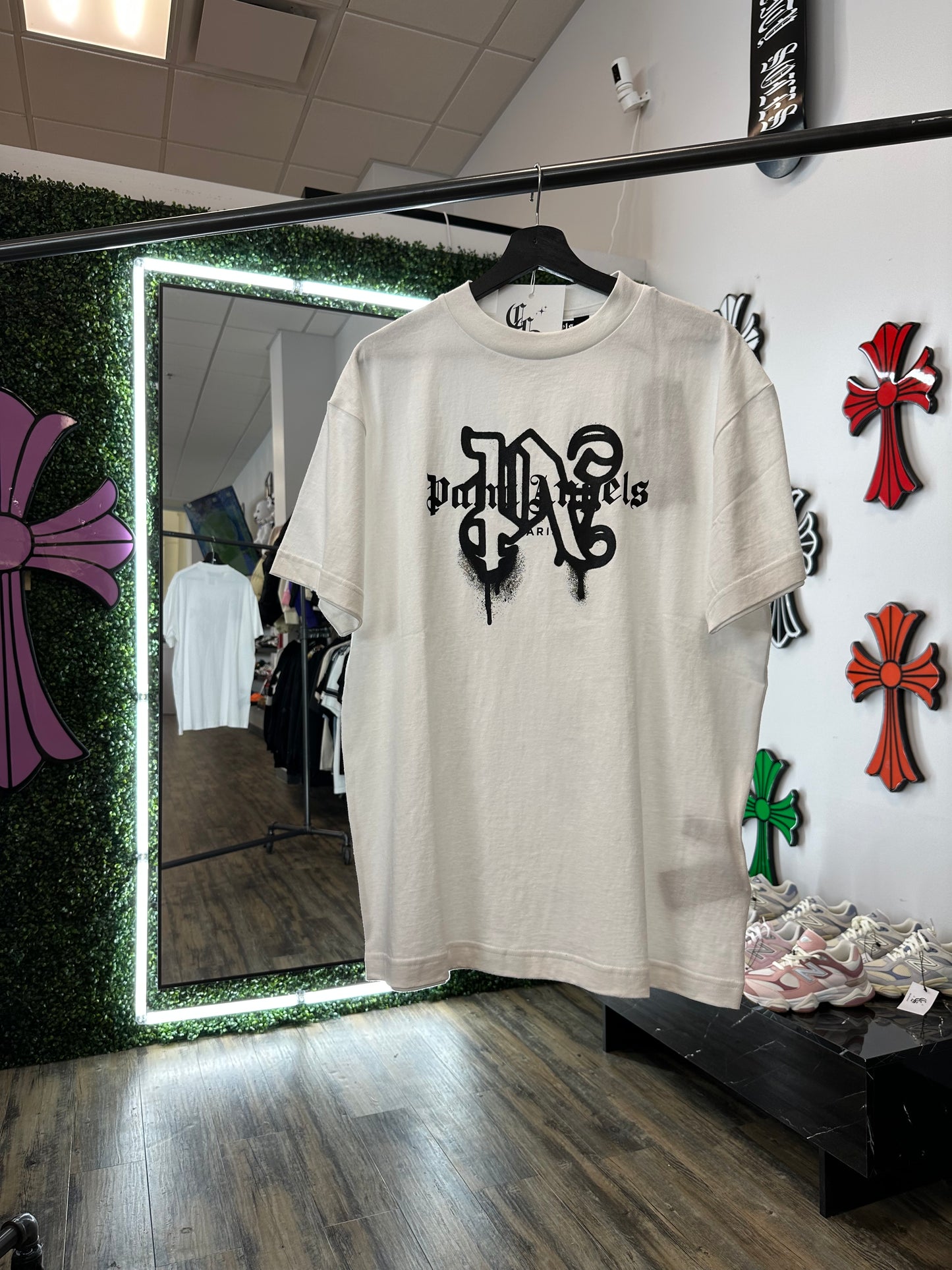 Palm Angels White Monogram Black